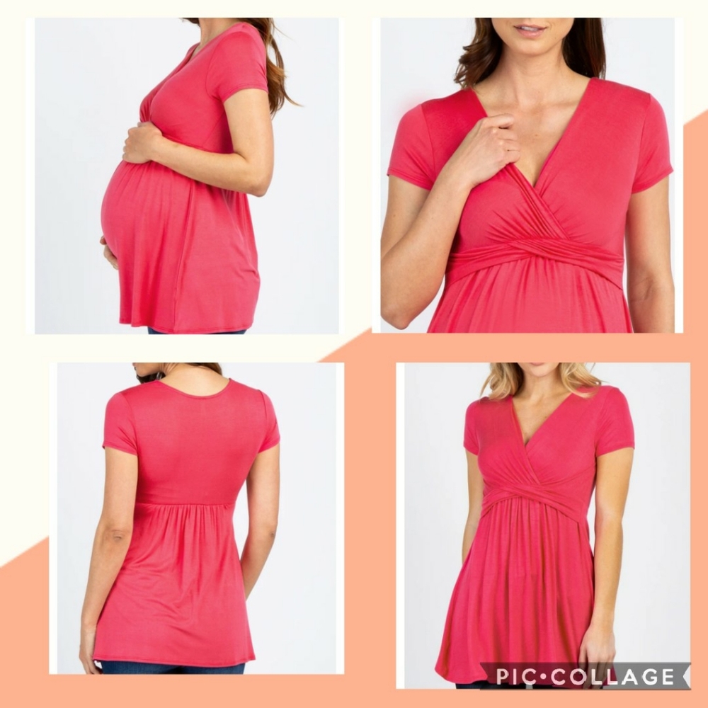 Pink Blush Maternity Nursing Top Large